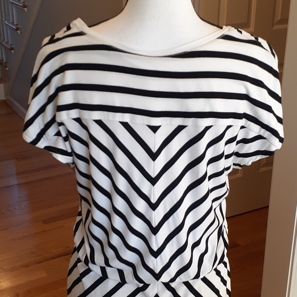 WHBM Black & White Chevron Striped Dress M - Picture 8 of 13